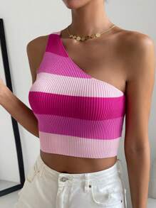 Chiquease Áo dệt kim nữ Gân đan Khối Màu Giải trí - Hồng - Xem 5