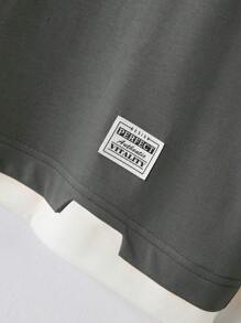 Manfinity Homme Men Plus Letter Patched Contrast Trim Tee Without Necklace