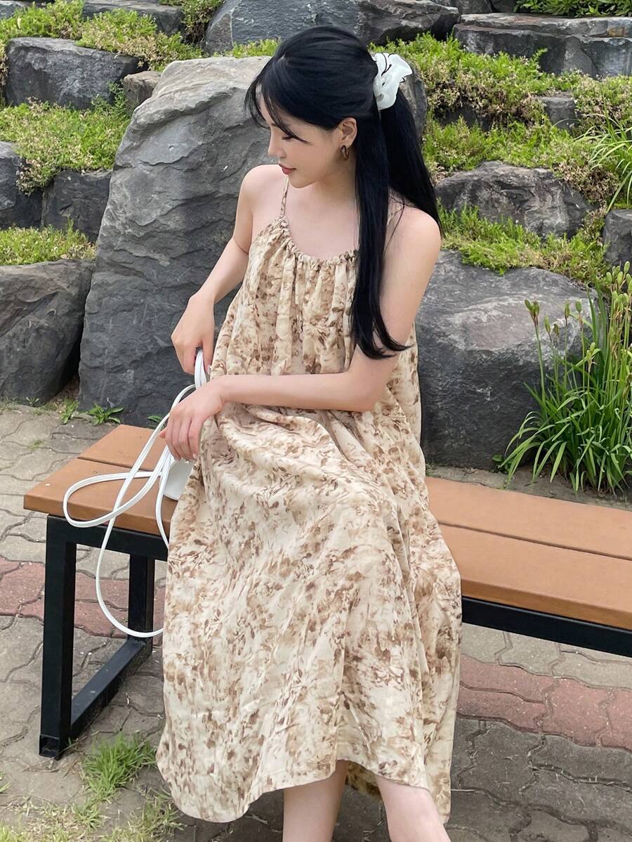 DAZY Allover Print Cami Dress - Apricot - View 1