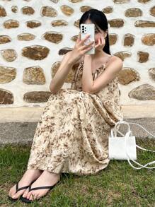 DAZY Allover Print Cami Dress - Apricot - View 5