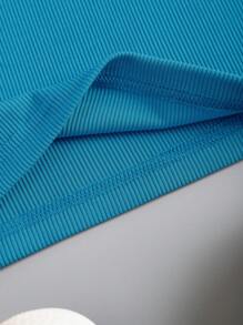 SHEIN EZwear Square Neck Crop Tank Top - Cadet Blue - View 4