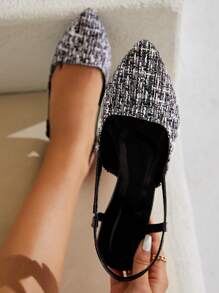 CUCCOO CHICEST Woman Shoes Tweed Colorblock Outdoor Flats, Elegant Slingback Flats For Summer Vacation Shoes Summer Spring Shoes Spring Break Easter - Multicolor - View 1