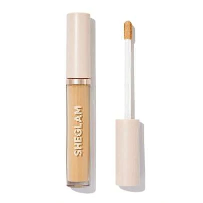 SHEGLAM خافي العيوب Like Magic 12Hr Full Coverage Concealer-خافي عيوب سائل غير لامع بلون رملي يدوم طويلاً ومصحح للون مشرق وخفيف الوزن يدوم طوال اليوم ومرطب وخافي عيوب كونسيلر علامة تجارية جمال مكياج ميكب مستحضرات تجميل للنساء الفتيات مثالي لفصل الصيف الربيع مثالي ل- Y2K أزياء أنيقة عيد الأم هدية حفلة جاهز أفضل لون