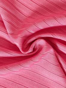 SHEIN 嬰兒愛心圖案挖肩褶邊泡泡袖連衣裙 - 玫紅色 - 查看 7