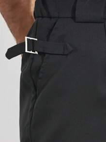 Manfinity Homme Men Solid Slant Pocket Trousers - Black - View 3