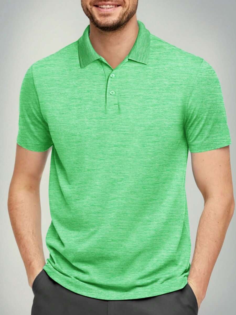 男士素色POLO衫 - 綠色 - 查看 1