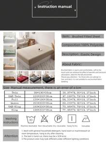 1 Đồng Màu Trang Bị Tấm, Mềm Mại Chăn Ga Gối Cung Cấp, Trang Bị Tấm Cho Phòng Ngủ - Màu Khaki - Xem 2