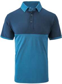 Men Two Tone Polo Shirt - Blue - View 3