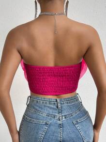 Chiquease Flower Decor Crop Tube Top - Hot Pink - View 2