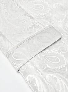 男士拼接青果領提花單釦西裝外套 - 白色 - 查看 4