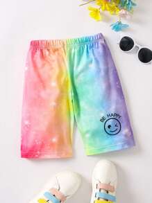 女小童紮染表情和字母圖案短褲 - 彩色 - 查看 1
