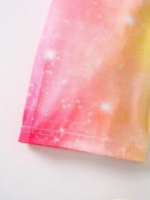 女小童紮染表情和字母圖案短褲 - 彩色 - 查看 5