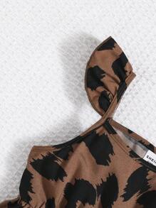 SHEIN Young Girl Loose Casual Sweet Fitted Waist Cap Sleeve A-Line Knee-Length Dress - Multicolor - View 5