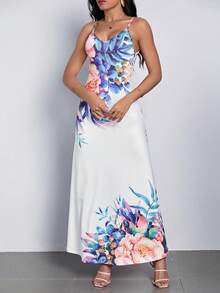 SHEIN LUNE Đầm Lộ Lưng Hoa Giải trí - trắng - Xem 5