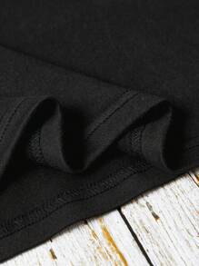 SHEIN LUNE Áo thun nữ Thú vật Slogan Giải trí - màu đen - Xem 4