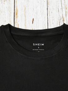 SHEIN LUNE Áo thun nữ Thú vật Slogan Giải trí - màu đen - Xem 6
