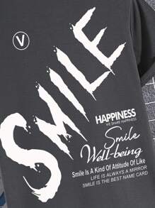 Manfinity EMRG Men Slogan Graphic Tee - Dark Grey - View 4