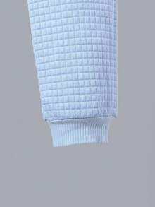 SHEIN 青少年男孩字母貼花細節開肩運動衫和運動長褲 - 藍色 - 查看 5