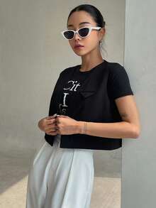 DAZY 素色翻蓋細節短夾克 - 黑色 - 查看 3