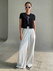 DAZY 素色翻蓋細節短夾克 - 黑色 - 查看 4