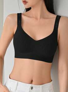 DAZY Letter Graphic Bra - Black - View 6