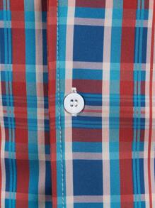 男士格紋印花前紐扣襯衫 - 彩色 - 查看 5