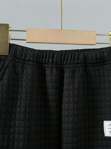 SHEIN 男大童字母貼布套頭衫和運動褲 - 黑色 - 查看 6