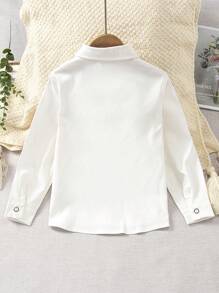 SHEIN Young Girl Patched Pocket Button Front Shirt