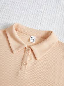 SHEIN Teen Girl Argyle Print Tank Top & Pleated Skirt & Polo Neck Tee - Multicolor - View 3