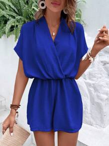 SHEIN VCAY 素色蝙蝠袖連身短褲