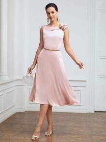 MOTF PREMIUM ROSETTE SWING DRESS WITHOUT BELT - Baby Pink - View 6