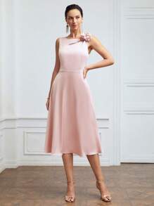 MOTF PREMIUM ROSETTE SWING DRESS WITHOUT BELT - Baby Pink - View 7