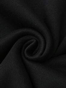 Manfinity Homme Men Colour Block Letter Graphic Drawstring Hooded Thermal Lined Sweatshirt - Black - View 4