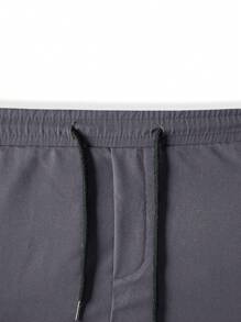 Manfinity Homme Nam Túi có nắp Eo dây rút Quần short - Màu xám đen - Xem 4