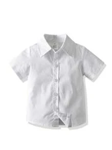 Young Boy Bow Front Shirt & Suspender Shorts