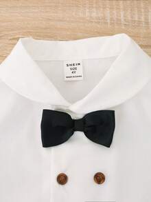 SHEIN Bộ thời trang bé trai Nút đôi Nơ trước Nút phía trước Khối Màu Buổi tiệc - Nhiều màu - Xem 5