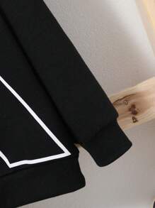 SHEIN Young Boy Letter Graphic Sweatshirt & Joggers - Black - View 3