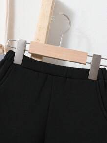 SHEIN Young Boy Letter Graphic Sweatshirt & Joggers - Black - View 6