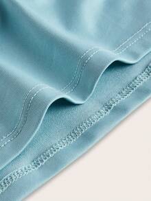 SHEIN BASICS Solid Crop Tube Top - Mint Blue - View 4