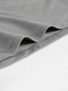 SHEIN BASICS Áo thun nữ màu trơn Giải trí - Màu xám đen - Xem 3