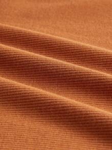 SHEIN BASICS Koszulka z prążkowanej dzianiny - Brązowy - Zobacz 3