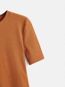 SHEIN BASICS Koszulka z prążkowanej dzianiny - Brązowy - Zobacz 5