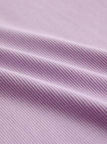 SHEIN BASICS Tricou tricotat cu nervuri solide - Liliac violet - Vizualizare 5