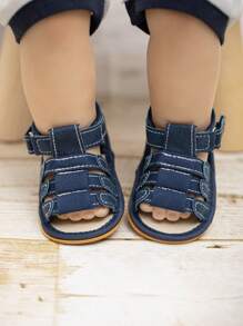 Dép buộc dây có móc và vòng thoáng khí cho bé trai cho mùa hè - Màu xanh hải quân - Xem 2