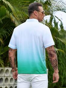 Manfinity Homme Áo thun có cổ Nam Nút phía trước Lá thư Ombre Giải trí - Nhiều màu - Xem 2