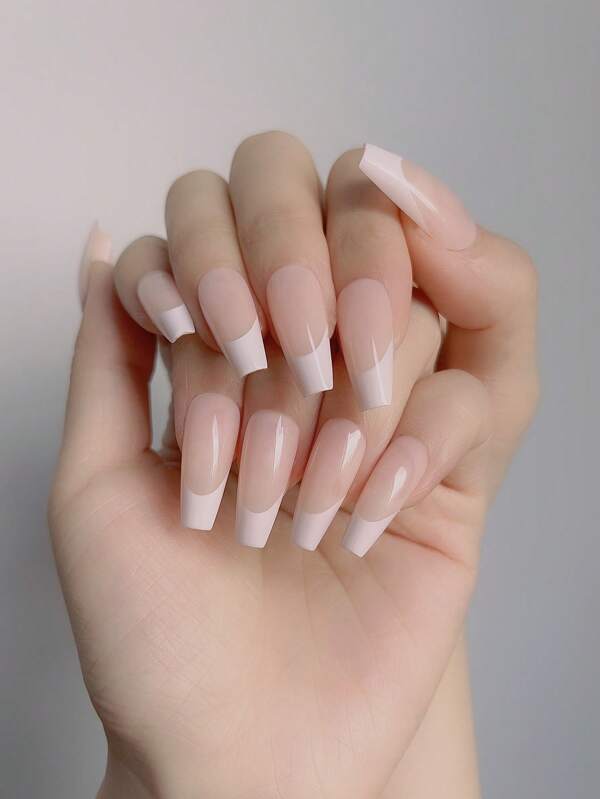 24pcs Two Tone Fake Nail With Doublesided Tape SHEIN USA