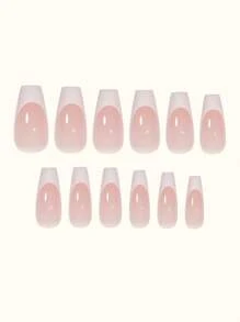 24pcs Two Tone Fake Nail With Double-sided Tape - Apricot - View 2