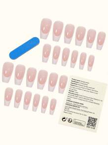 24pcs Two Tone Fake Nail With Double-sided Tape - Apricot - View 4