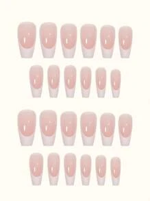 24pcs Two Tone Fake Nail With Double-sided Tape - Apricot - View 5
