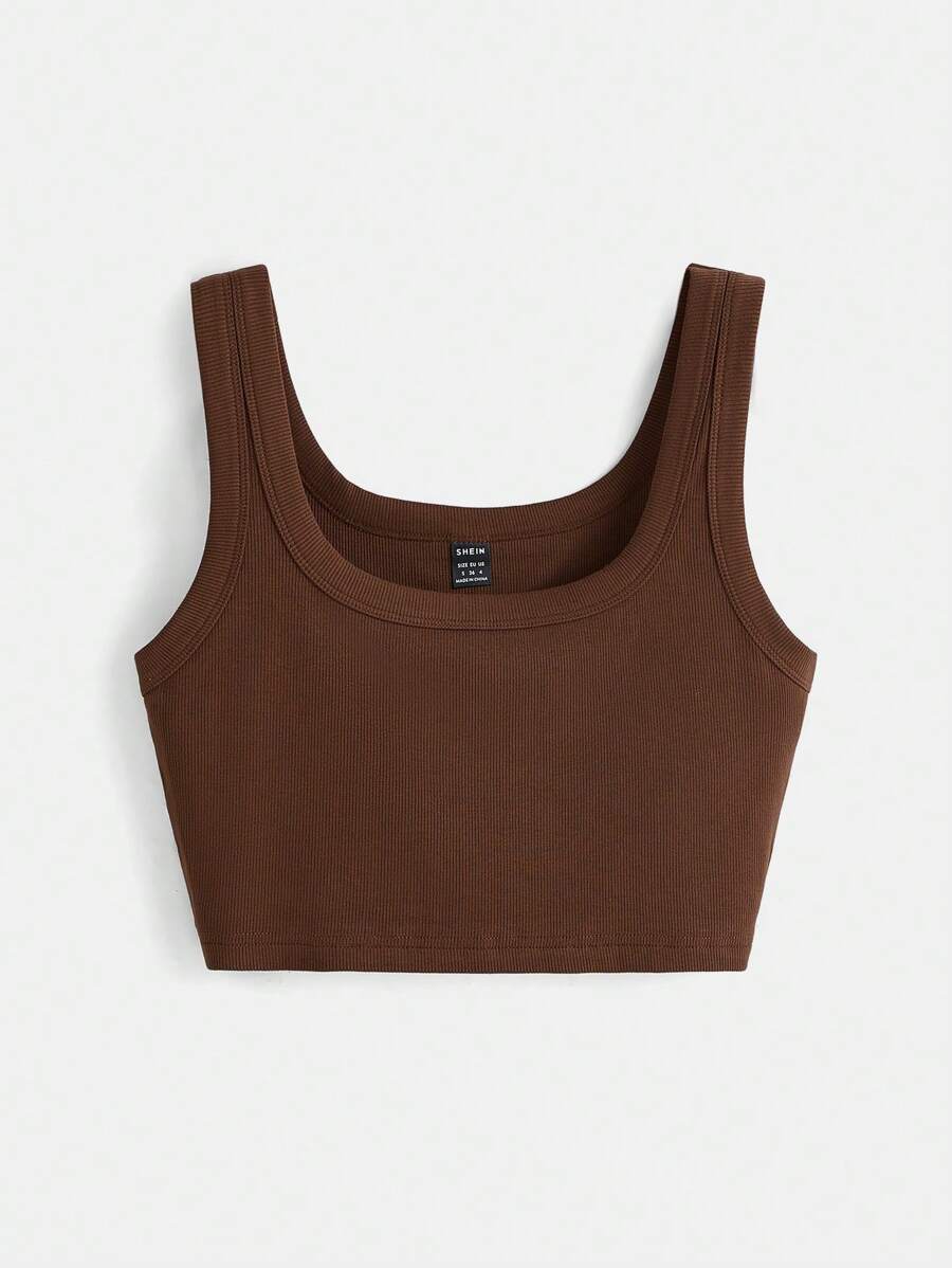 SHEIN BASICS Solid Crop Tank Top